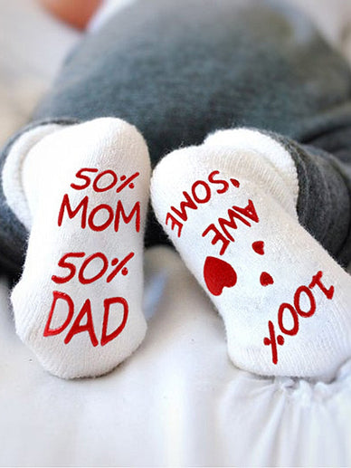 Text Printed Anti Slip Socks 0-1y