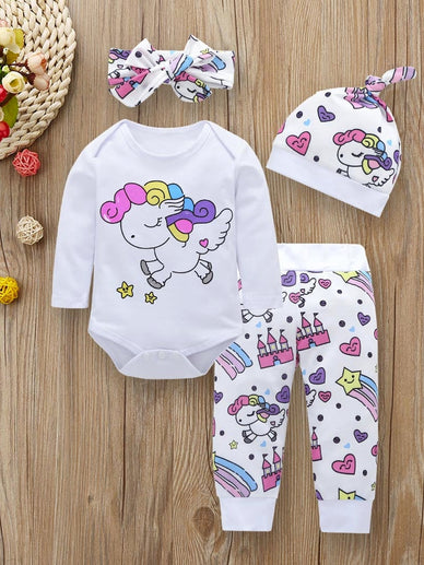 Newborn Baby Girl Clothes Sets 4Pcs