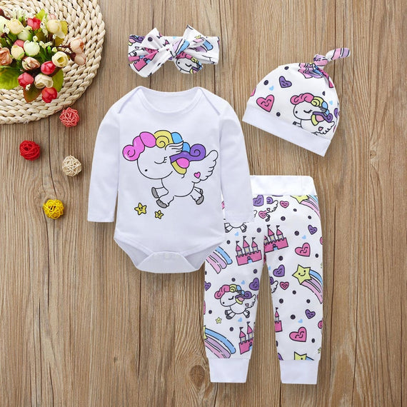 Newborn Baby Girl Clothes Sets 4Pcs